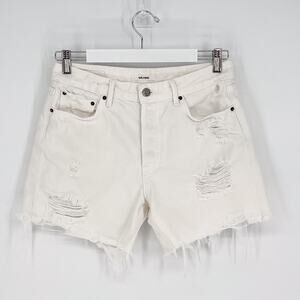 GRLFRND Jourdan High Rise Cutoff Denim Shorts White Matchbox Size 26